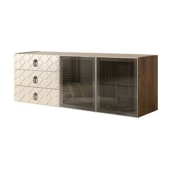 Комод 1.6м Bogemia Woodline Fly Fa (Слоновая кость) (Novabuk/Хром) БМКМ-4[5]