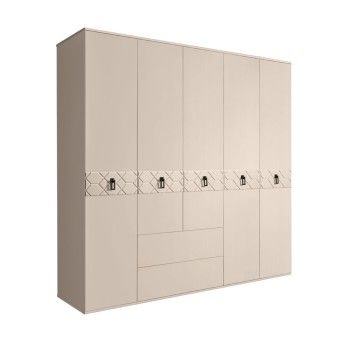 Шкаф 5-ти дверный с ящиками, Bogemia Farfalle (Ваниль/Черный) БМШ2/51(Fa)