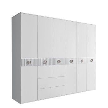 Шкаф 6-ти дверный с ящиками, Bogemia Fillini (Белый/Хром) БМШ2/61(Fi)