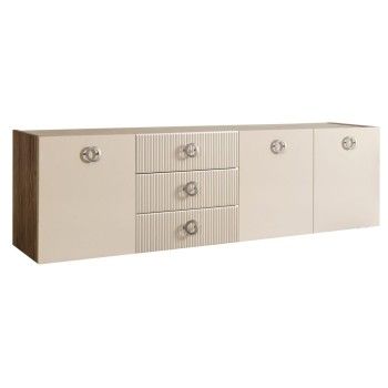 Комод 2.1м Bogemia Woodline Fly Fi (Слоновая кость) (Novabuk/Хром) БМКМ-5