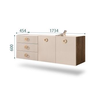 Комод 1.6м Bogemia Woodline Fly Fi (Ваниль) (Lakobel/Золото) БМКМ-4