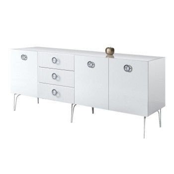 Комод 2.1м Bogemia Fillini (Белый) (Lakobel/Хром) БМКМ-5(Fi)