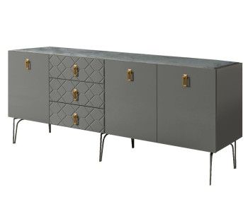 Комод 2.1м Bogemia Farfalle (Серый) (Novabuk/Золото) БМКМ-5(Fa)