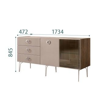 Комод 1.6м Bogemia Woodline Fi (Мокка) (Novabuk/Хром) БМКМ-4[5][10]