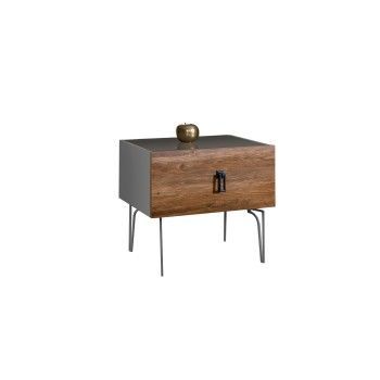 Тумба прикроватная Bogemia Wood Fa (Серый) (Lakobel/Черный) БМТП-1(Wo)