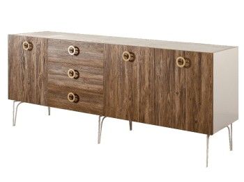 Комод 2.1м Bogemia Wood Fi (Слоновая кость) (Novabuk/Золото) БМКМ-5(Wo)