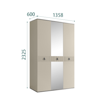 Шкаф 3-х дверный с зеркалом Римини СОЛО (Ваниль/Серебро) РМШ1/3(s)