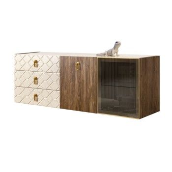 Комод 1.6м Bogemia Woodline Fly Wood Fa (Слоновая кость) (Lakobel/Золото) БМКМ-4[5][10]