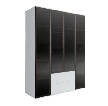 Шкаф 4-х дв. с ящиками Bogemia Air (Белый/Черный) БМШ2/42(4)