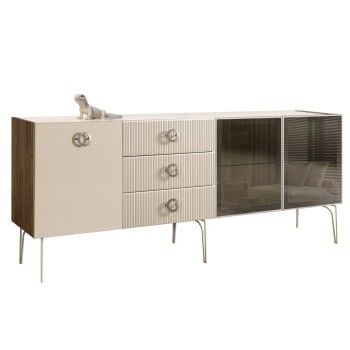 Комод 2.1м Bogemia Woodline Fi (Слоновая кость) (Lakobel/Хром) БМКМ-5[5][10]