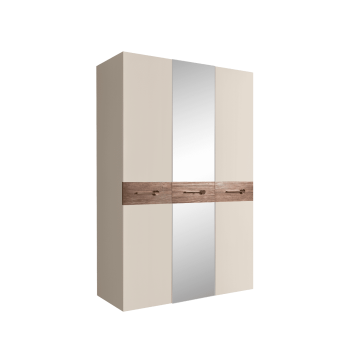 Шкаф 3-х дверный с зеркалом Bogemia Wood Wo (Слоновая кость/Золото) БМШ1/3(Wo)