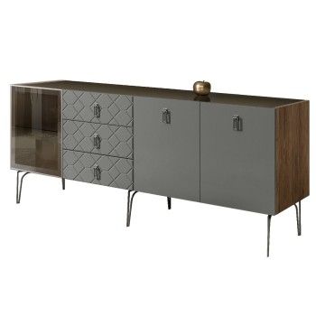 Комод 2.1м Bogemia Woodline Fa (Серый) (Lakobel/Хром) БМКМ-5[4]