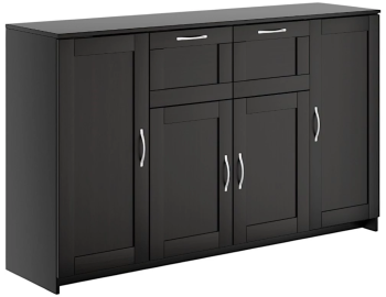 Тумба Сириус, 4 двери и 2 ящика, 156х41х95 см, дуб венге, черно-коричневая