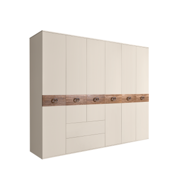 Шкаф 6-ти дверный с ящиками, Bogemia Wood Fi (Слоновая кость/Хром) БМШ2/61(Wo)