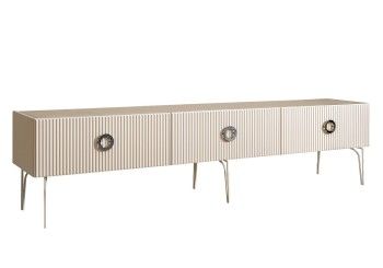 Тумба под телевизор 2.1м Bogemia Fillini (Слоновая кость) (Novabuk/Хром) БМТ-2(Fi)