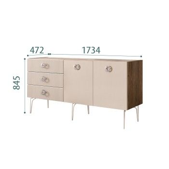 Комод 1.6м Bogemia Woodline Fi (Ваниль) (Novabuk/Хром) БМКМ-4