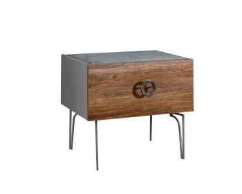 Тумба прикроватная Bogemia Wood Fi (Серый) (Novabuk/Хром) БМТП-1(Wo)