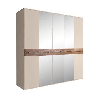 Шкаф 5-ти дв. с зеркалами Bogemia Wood Wo (Ваниль/Хром) БМШ1/5(Wo)