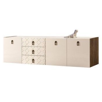 Комод 2.1м Bogemia Woodline Fly Fa (Слоновая кость) (Lakobel/Черный) БМКМ-5