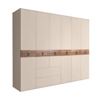 Шкаф 6-ти дверный с ящиками, Bogemia Wood Fa (Ваниль/Хром) БМШ2/61(Wo)
