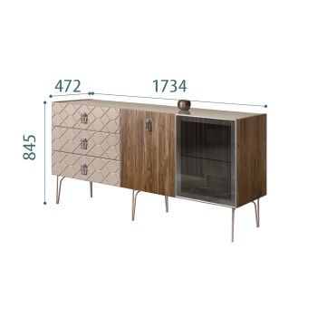 Комод 1.6м Bogemia Woodline Wood Fa (Мокка) (Lakobel/Хром) БМКМ-4[5][10]