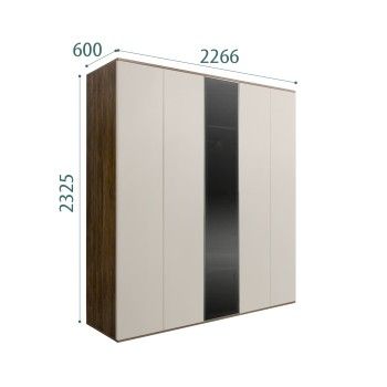 Шкаф 5-ти дв. Bogemia Woodline Air (Шелк/Серебро) БМШ2/5(1)