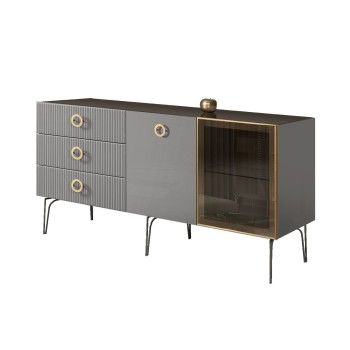 Комод 1.6м Bogemia Fillini (Серый) (Lakobel/Золото) БМКМ-4(Fi)[5][10]