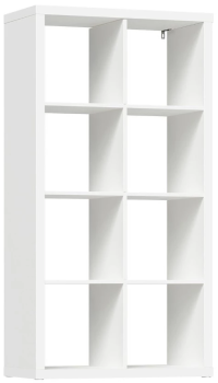 КАЛЛАКС / ФОРА Стеллаж ИКЕА / IKEA 8, прямоуголной формы с двумя рядами ячеек, тамбурат, цвет белый