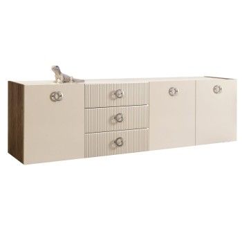 Комод 2.1м Bogemia Woodline Fly Fi (Слоновая кость) (Lakobel/Хром) БМКМ-5