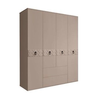 Шкаф 4-х дверный с ящиками, Bogemia Farfalle (Мокка/Черный) БМШ2/41(Fa)