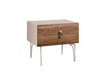 Тумба прикроватная Bogemia Wood Fa (Слоновая кость) (Novabuk/Хром) БМТП-1(Wo)