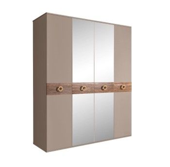Шкаф 4-х дв. с зеркалами Bogemia Wood Fi (Мокка/Золото) БМШ1/4(Wo)