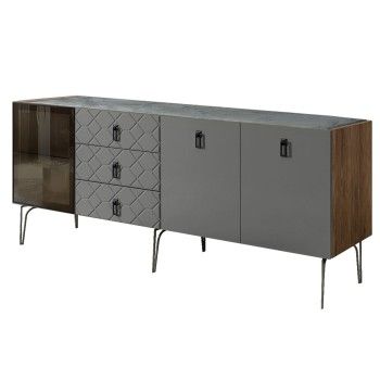 Комод 2.1м Bogemia Woodline Fa (Серый) (Novabuk/Черный) БМКМ-5[4]