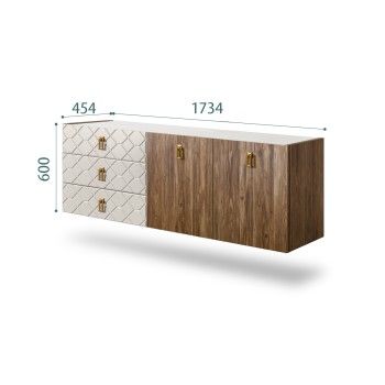 Комод 1.6м Bogemia Woodline Fly Wood Fa (Шелк) (Novabuk/Золото) БМКМ-4