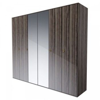 Шкаф 6-ти дверный с зеркалом Римини (Орех империя/Золото) РМШ1/6