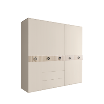 Шкаф 5-ти дверный с ящиками, Bogemia Fillini (Слоновая кость/Хром) БМШ2/51(Fi)