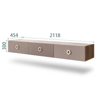 Тумба телевизионная 2.1м Bogemia Woodline Fly Fi (Мокка) (Novabuk/Золото) БМТ-2[10]