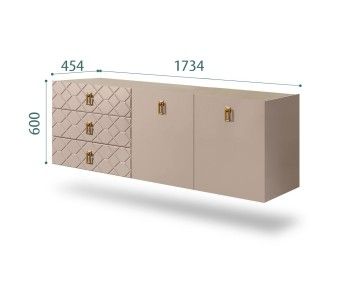 Комод 1.6м Bogemia Fly Farfalle (Мокка) (Novabuk/Золото) БМКМ-4