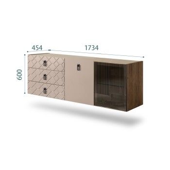 Комод 1.6м Bogemia Woodline Fly Fa (Мокка) (Novabuk/Черный) БМКМ-4[5][10]