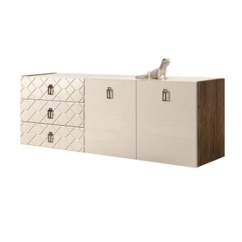 Комод 1.6м Bogemia Woodline Fly Fa (Слоновая кость) (Lakobel/Хром) БМКМ-4