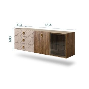 Комод 1.6м Bogemia Woodline Fly Wood Fa (Мокка) (Novabuk/Золото) БМКМ-4[5][10]