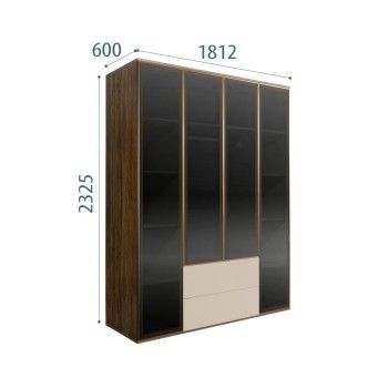 Шкаф 4-х дв. с ящиками Bogemia Woodline Air (Ваниль/Серебро) БМШ2/42(4)