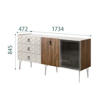 Комод 1.6м Bogemia Woodline Wood Fa (Шелк) (Novabuk/Хром) БМКМ-4[5][10]