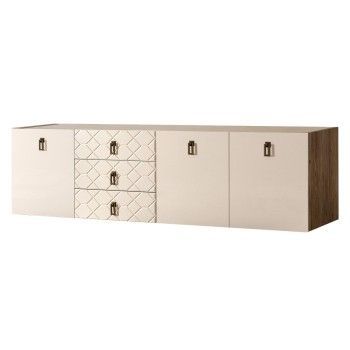 Комод 2.1м Bogemia Woodline Fly Fa (Слоновая кость) (Novabuk/Черный) БМКМ-5