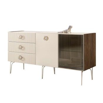 Комод 1.6м Bogemia Woodline Fi (Слоновая кость) (Lakobel/Хром) БМКМ-4[5][10]