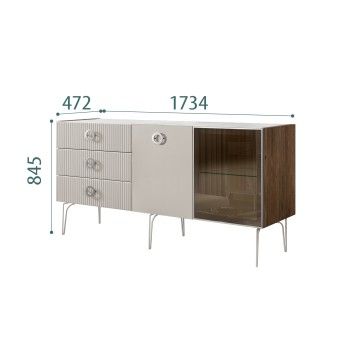 Комод 1.6м Bogemia Woodline Fi (Шелк) (Novabuk/Хром) БМКМ-4[5][10]