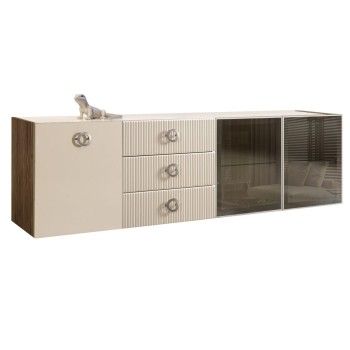 Комод 2.1м Bogemia Woodline Fly Fi (Слоновая кость) (Lakobel/Хром) БМКМ-5[5][10]