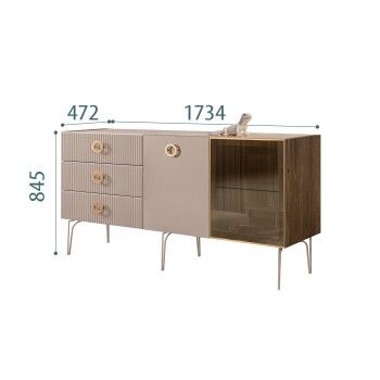 Комод 1.6м Bogemia Woodline Fi (Мокка) (Lakobel/Золото) БМКМ-4[5][10]