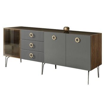 Комод 2.1м Bogemia Woodline Fi (Серый) (Lakobel/Золото) БМКМ-5[4]