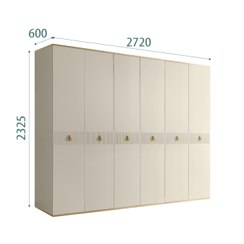 Шкаф 6-ти дверный Римини СОЛО (Ваниль/Золото) РМШ2/6(s)